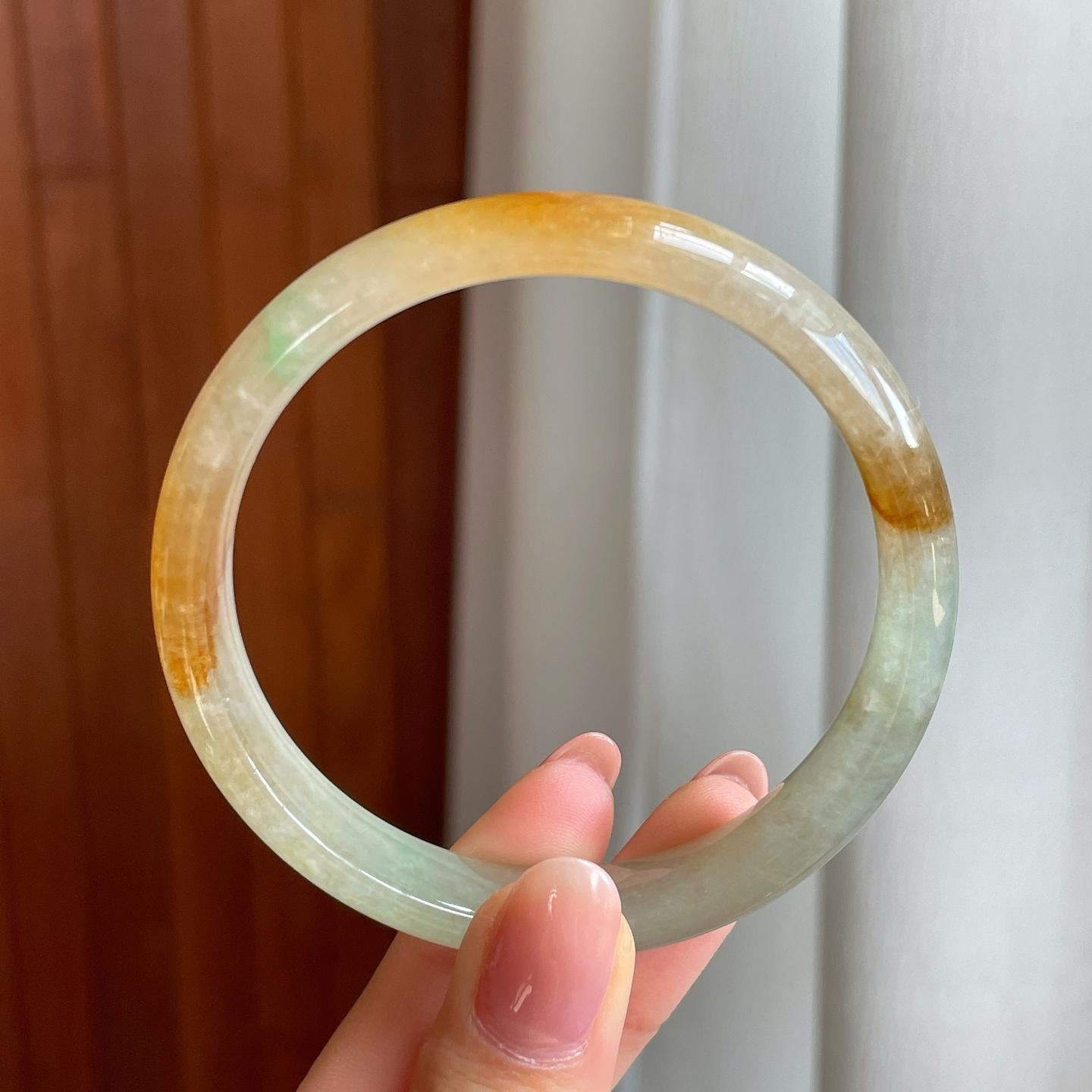 冰种黄翡翡翠平安镯（58.8mm）（yc333819）