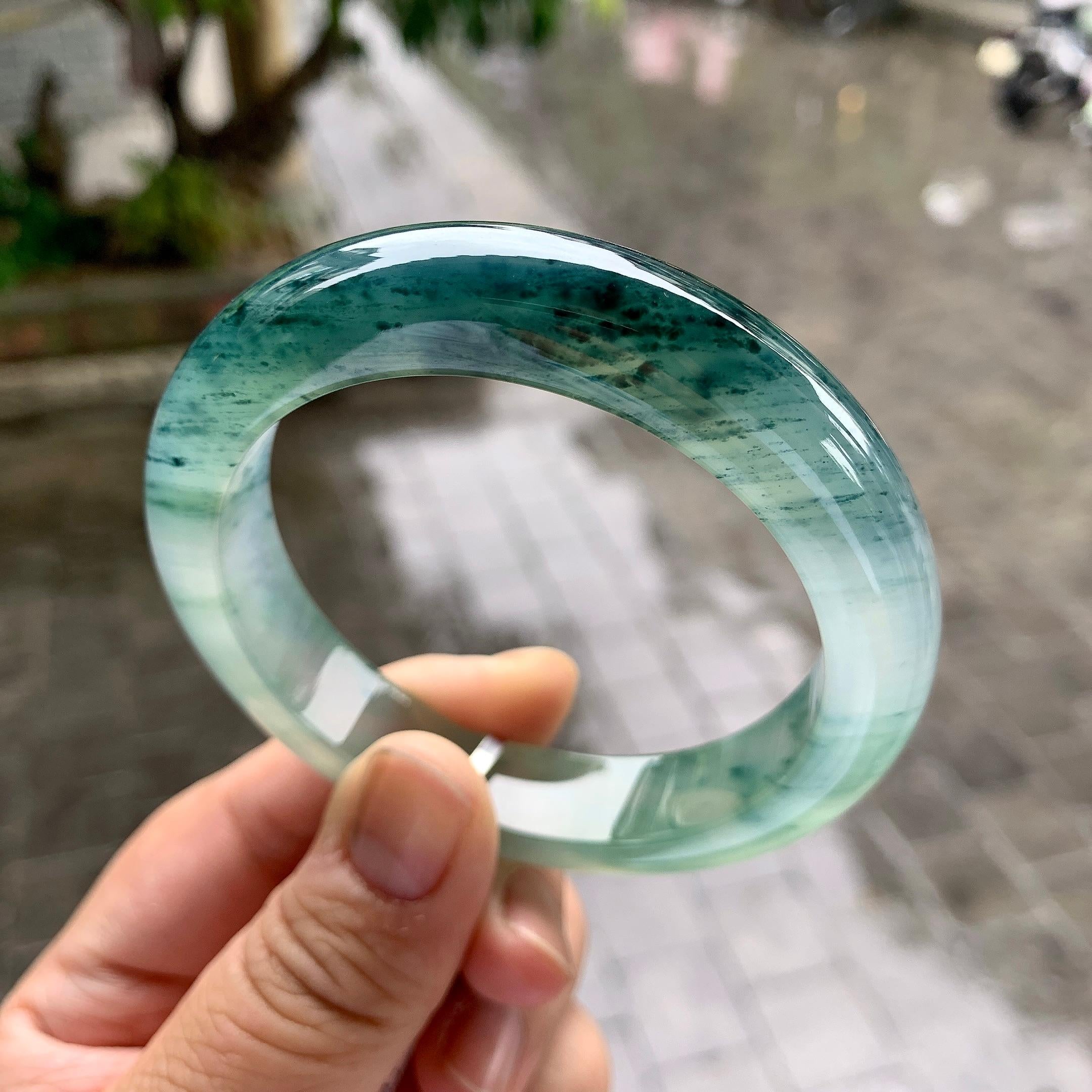 冰种晴底飘花平安镯（55.8mm）（yc228512）