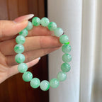 糯冰种飘绿花翡翠珠串手串（yc266574）