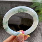 细糯种飘花圆条手镯54圈          天然缅甸A货翡翠（yc390011）