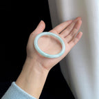 糯冰淡底色翡翠圆条手镯（55mm)（yc334656）