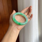 糯冰带色圆条翡翠手镯（56mm）（yc225099）