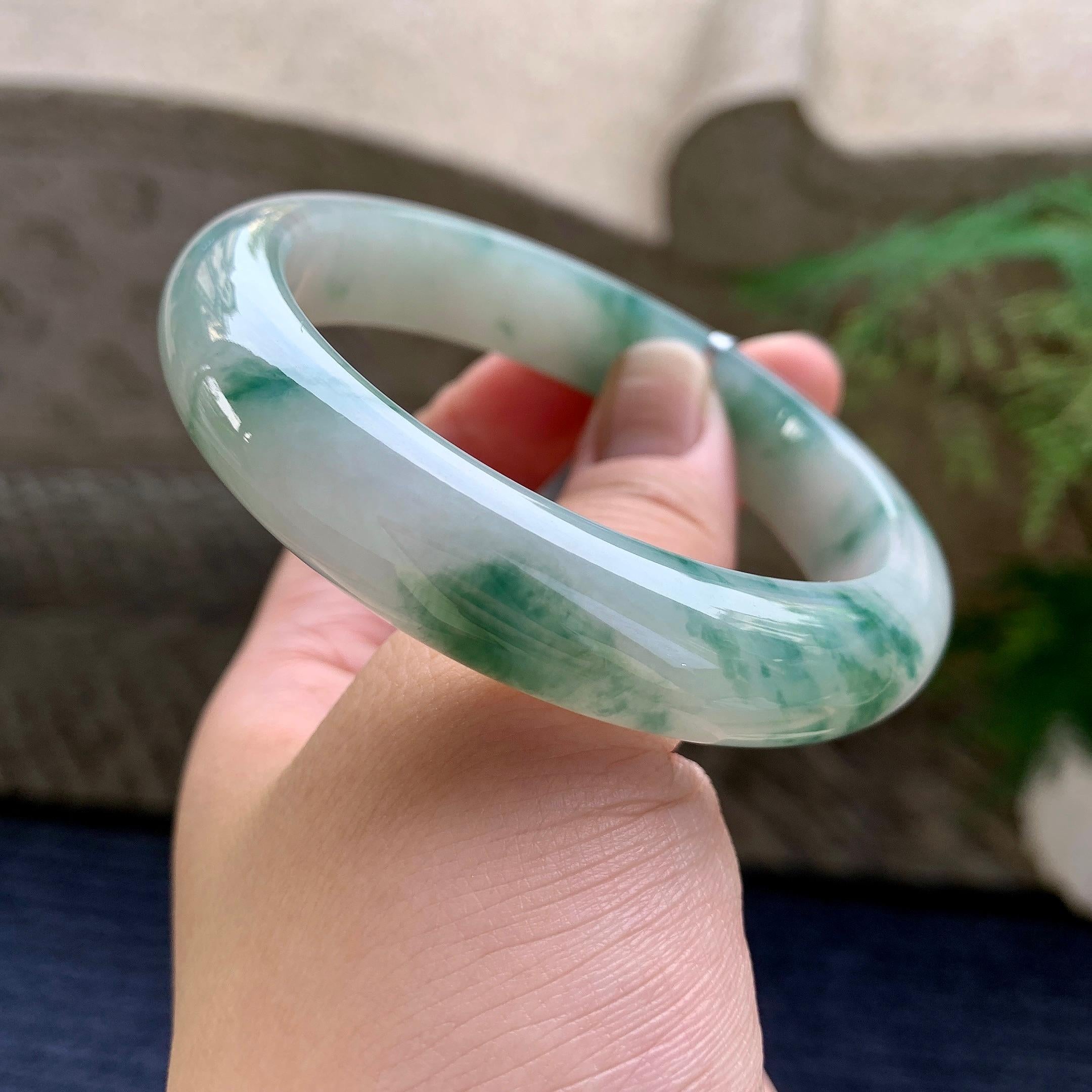 细糯种飘花平安镯（59.2mm）（yc233899）