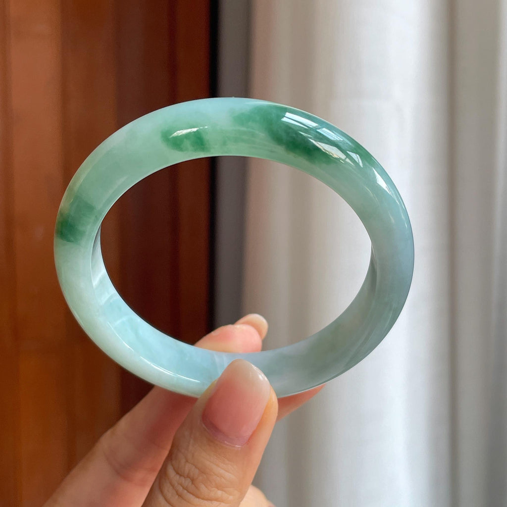 糯冰飘花翡翠平安镯(58mm)（yc400232）