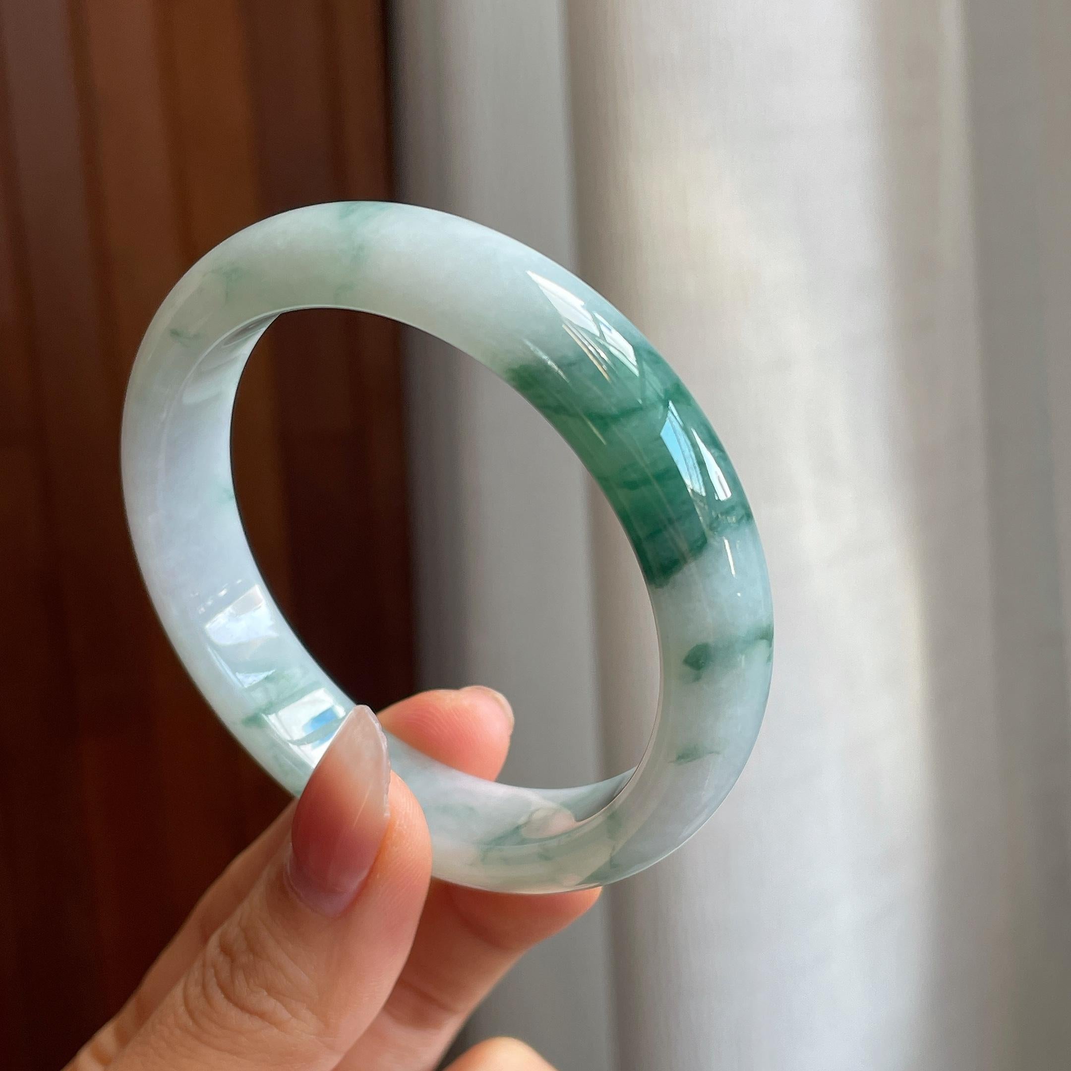 糯冰飘花翡翠平安镯（57.8mm）（yc316583）