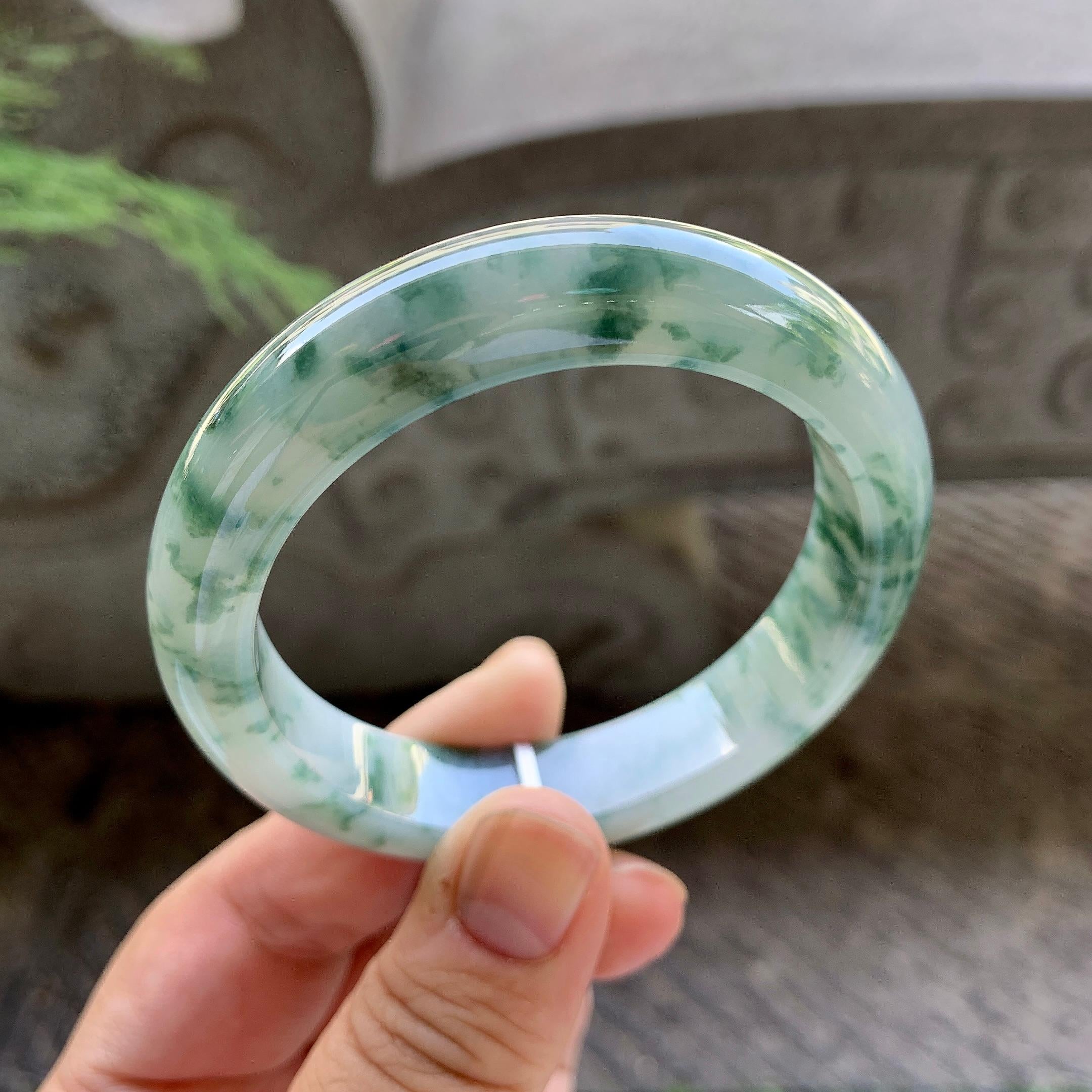 细糯种飘花平安镯（54.6mm）（yc199577）