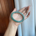 糯冰蓝晴底翡翠美人条手镯（63mm）（yc266545）