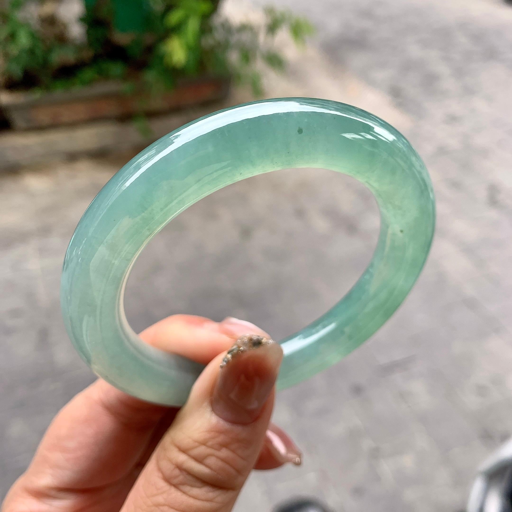 糯冰种晴水圆条手镯（56.4mm）（yc297183）