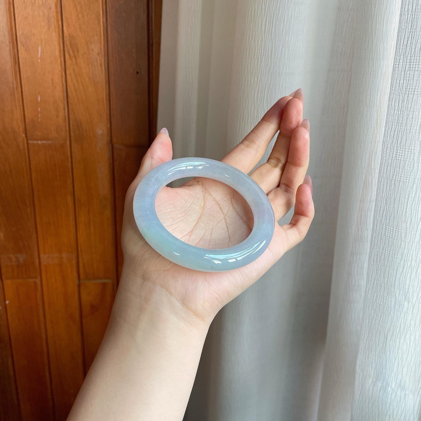 糯冰晴水翡翠圆条手镯（57.5mm）（yc286716）