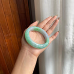 糯冰种春带彩翡翠平安镯（56.6mm）（yc223449）