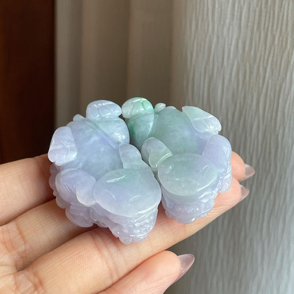 糯冰椿彩翡翠貔貅挂件一对（yc284600）