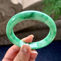 细糯种飘绿花正圈平安镯 56.8圈口 天然缅甸A货翡翠（yc371535）