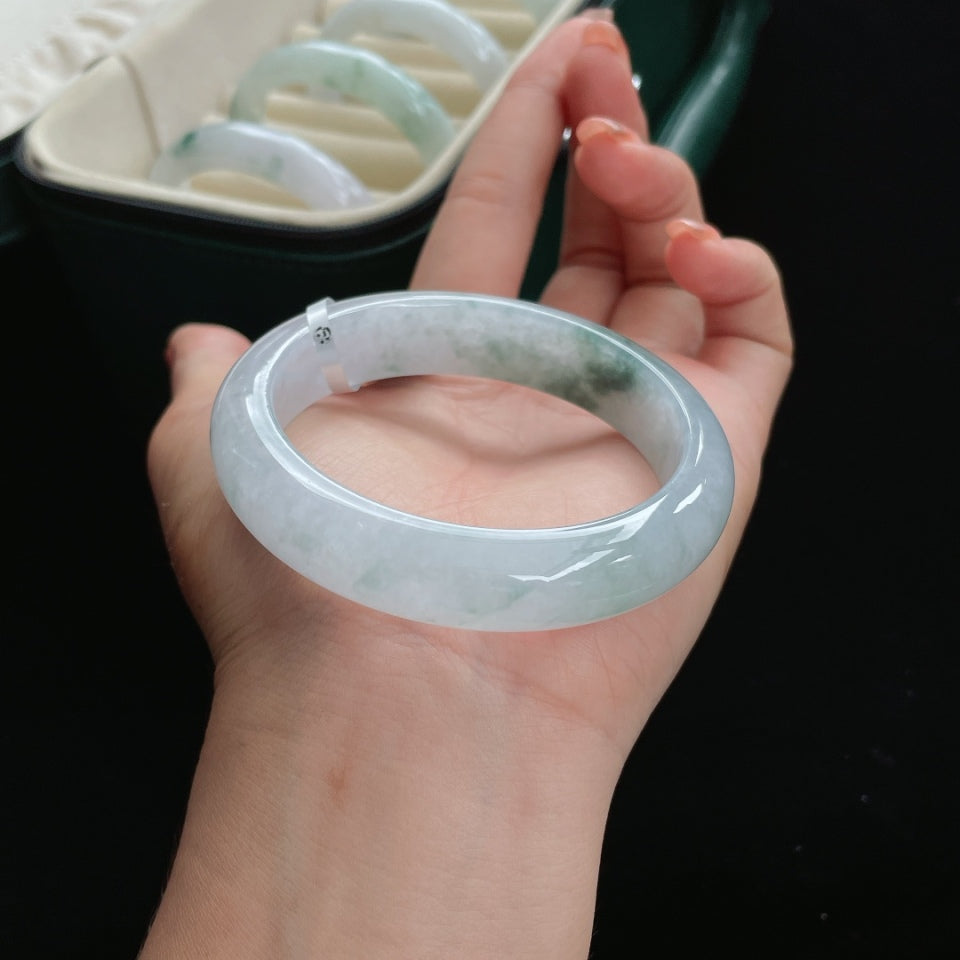 糯冰正圈飘花翡翠手镯（56mm）（yc016631）