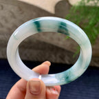 细糯种飘蓝花正圈平安镯 57.6圈口 天然缅甸A货翡翠（yc352947）