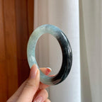 糯冰带色乌鸡翡翠圆条手镯（57mm)（yc373892）
