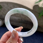 细糯种飘绿花正圈平安镯  56.7圈口  天然缅甸A货翡翠（yc433632）