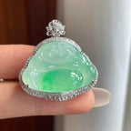 18k金钻镶冰种带色翡翠佛公（yc261336）