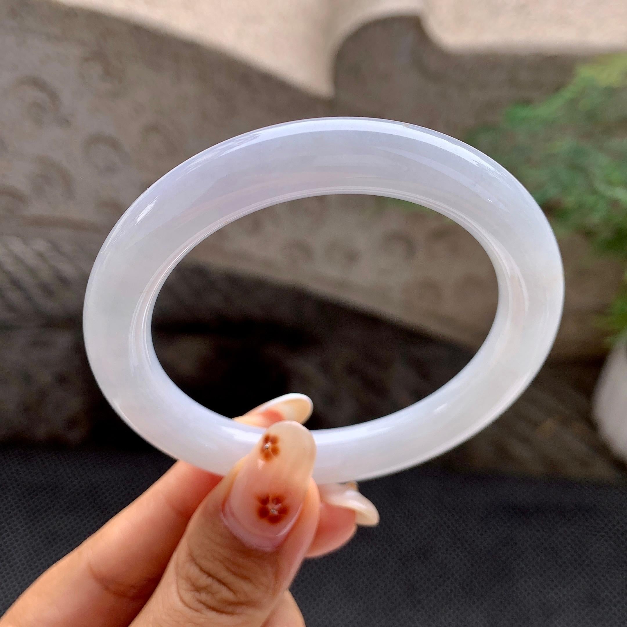糯种无色圆条手镯（54.8mm）（yc263460）