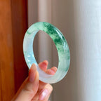 冰种飘花翡翠平安镯（53.5mm)（yc363421）