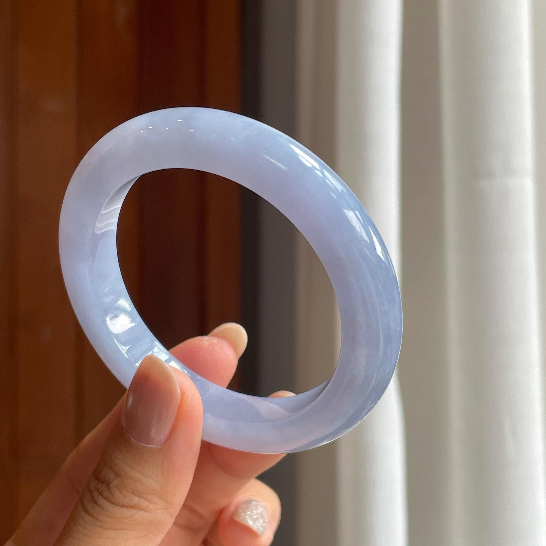 糯冰种紫罗兰翡翠平安镯(53mm)（yc414554）