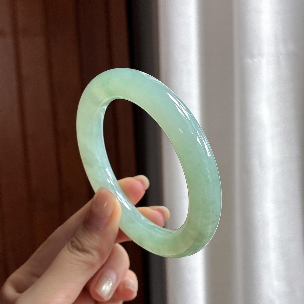 冰种晴水圆条手镯 55圈 天然缅甸A货翡翠（yc484565）