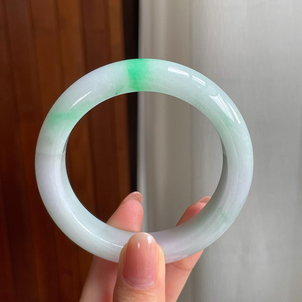 糯冰飘花翡翠平安镯（55.6mm)（yc342194）