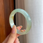 冰种晴底飘黄翡翠平安镯（56.2mm)（yc411296）