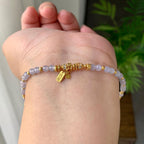 18K金钻镶糯冰种淡紫罗兰小米珠手链（yc232458）