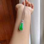 18k金镶冰种满绿翡翠如意（yc239344）