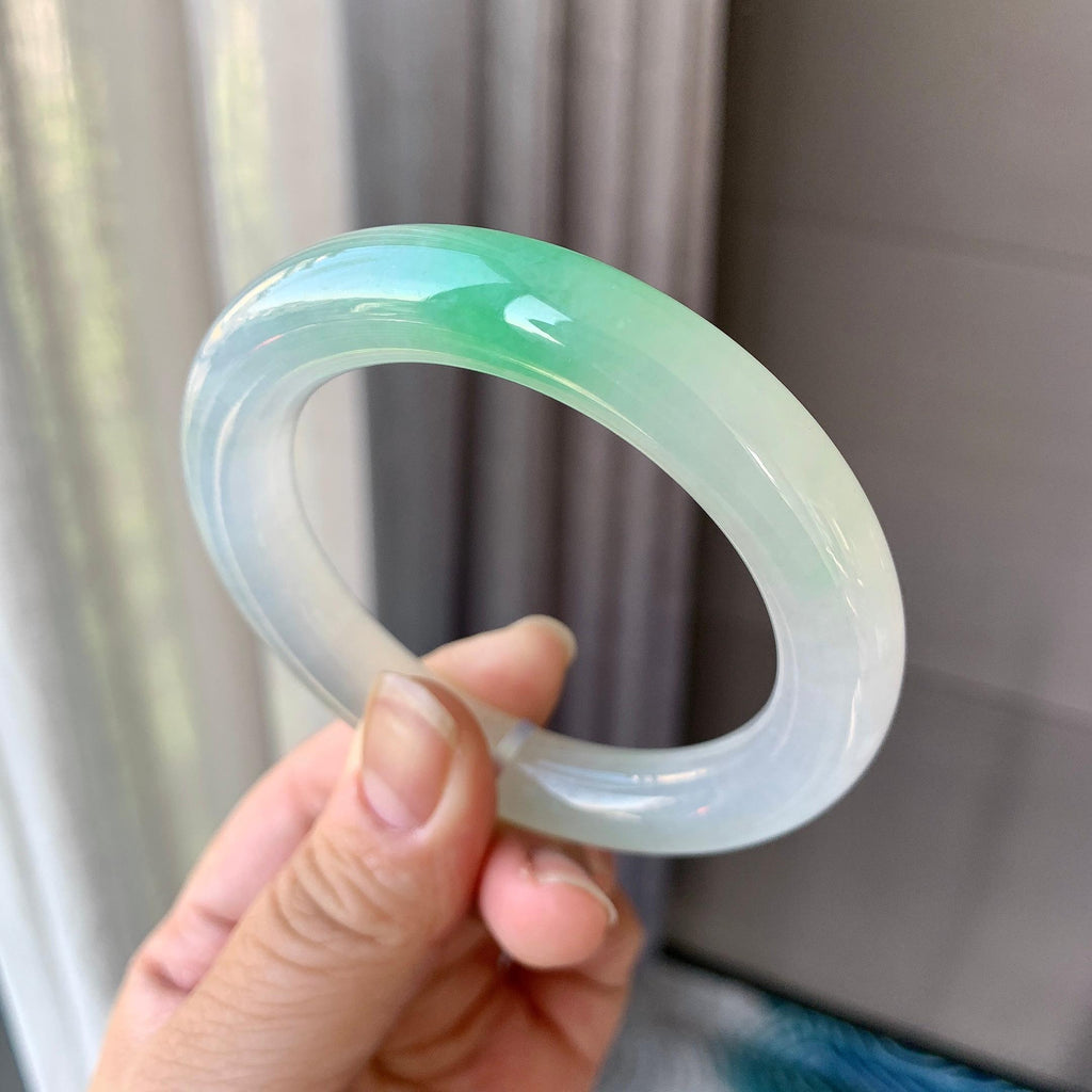 冰种飘绿圆条手镯（53.8mm）（yc268948）