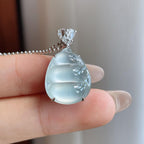 18k金镶冰玻种无色翡翠豆子（yc241862）