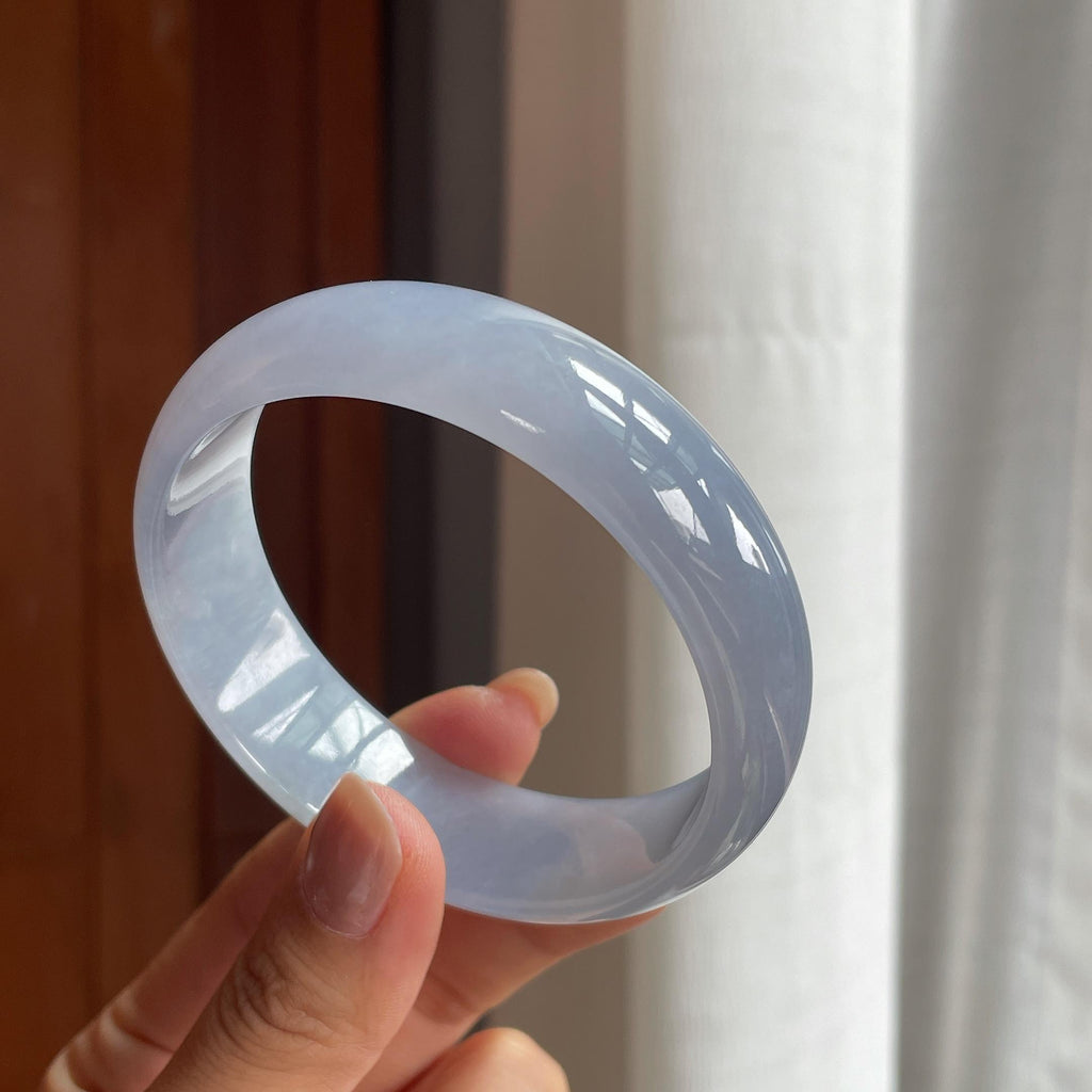 冰种紫罗兰宽版翡翠平安镯（60.5mm）（yc423136）