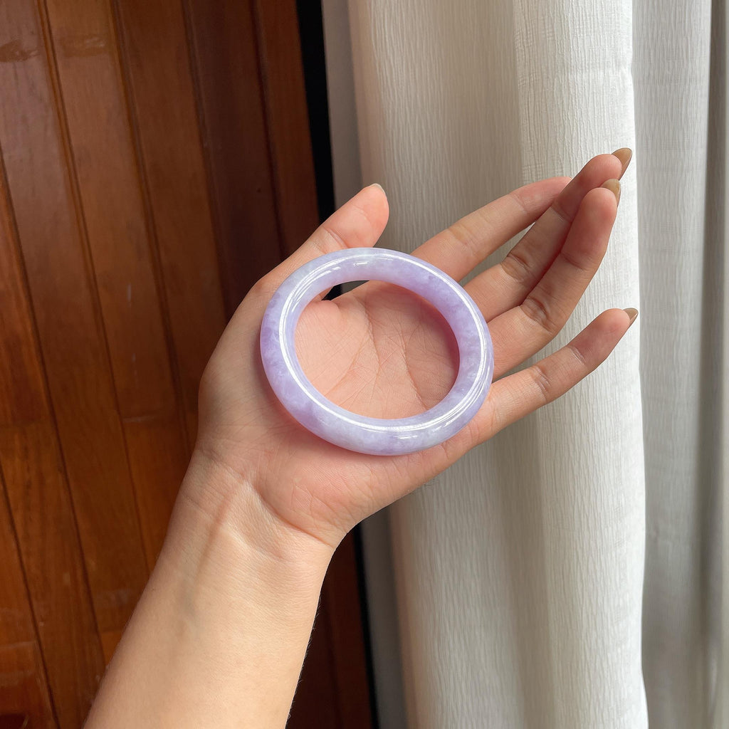 糯冰紫罗兰翡翠圆条手镯（54.6mm）（yc419568）