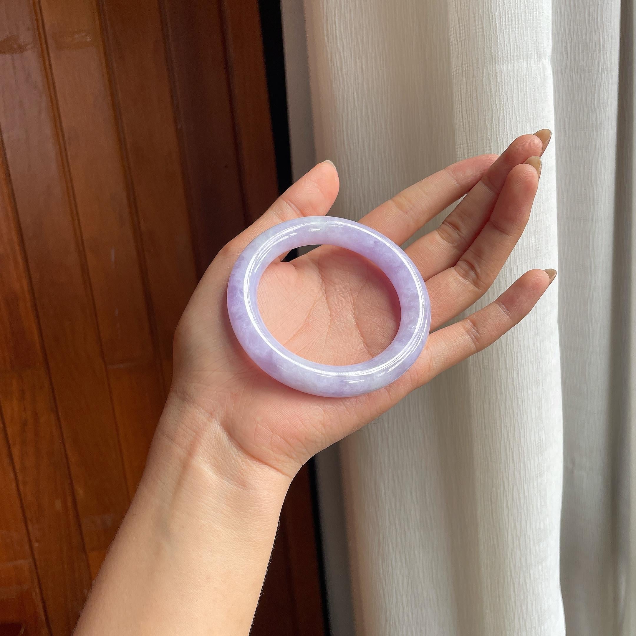 糯冰紫罗兰翡翠圆条手镯（54.6mm）（yc419568）