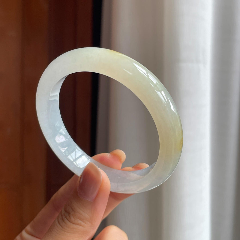 糯冰黄翡翡翠平安镯（56.5mm）（yc411293）