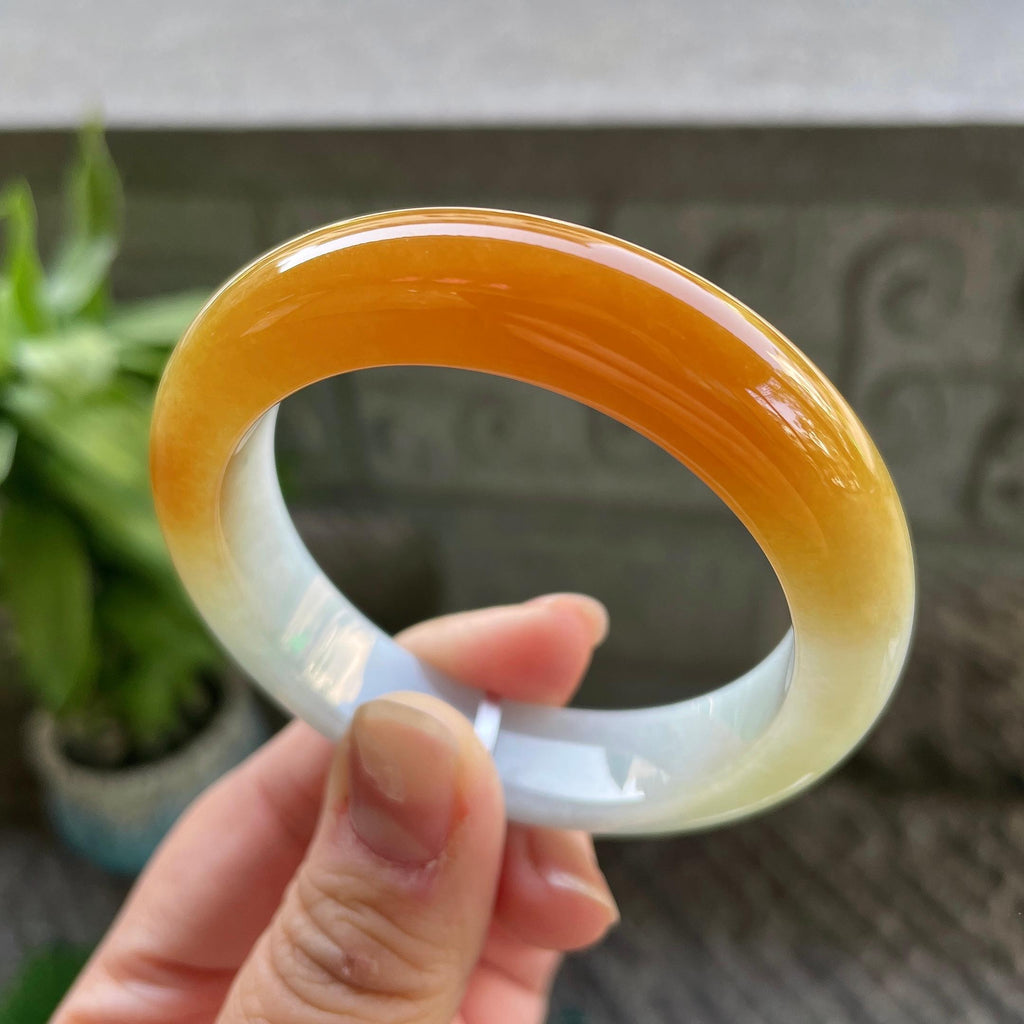 细糯种黄翡平安镯（51mm）（yc310092）