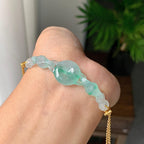 金包银镶冰种飘绿平安扣手链（yc220702）