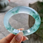 高冰种飘蓝花正圈平安镯54.7圈    天然缅甸A货翡翠（yc351397）