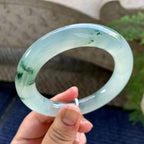 糯冰种飘花圆条手镯（58.3mm）（yc249470）