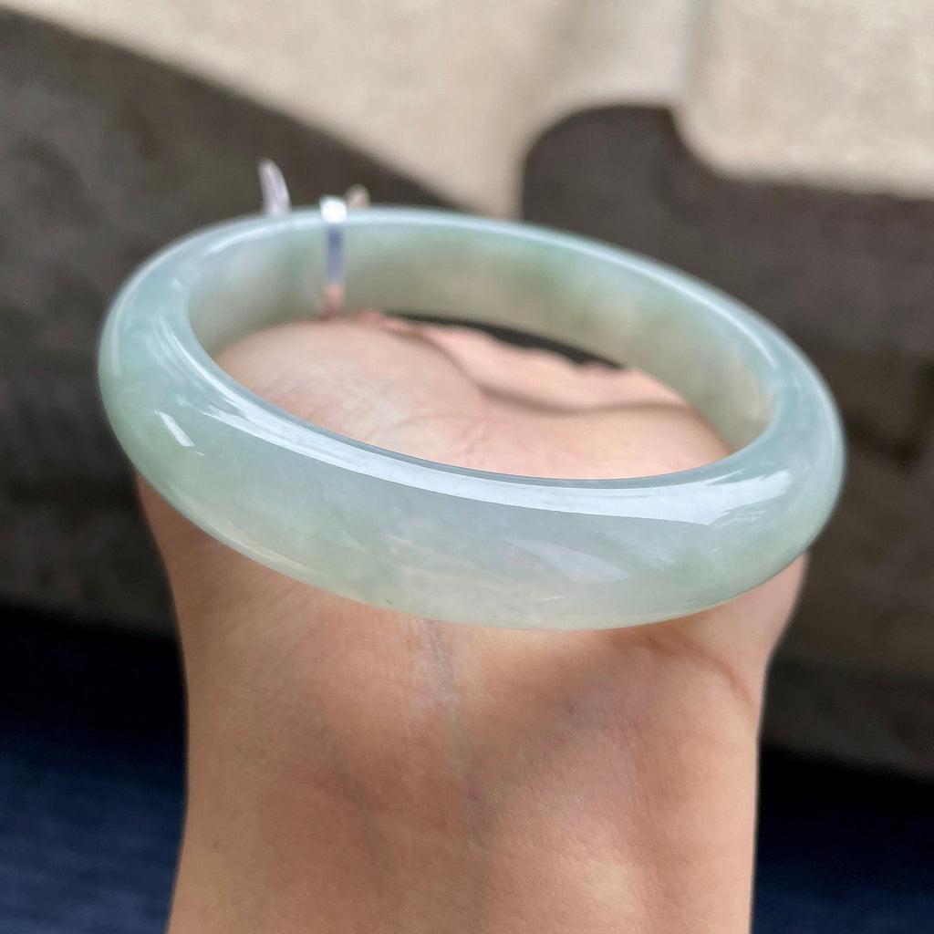 大圈口  糯冰种湖水绿正圈平安镯58.2圈   天然缅甸A货翡翠（yc346980）