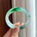 糯冰飘花宽版翡翠平安镯（54.4mm)（yc420167）