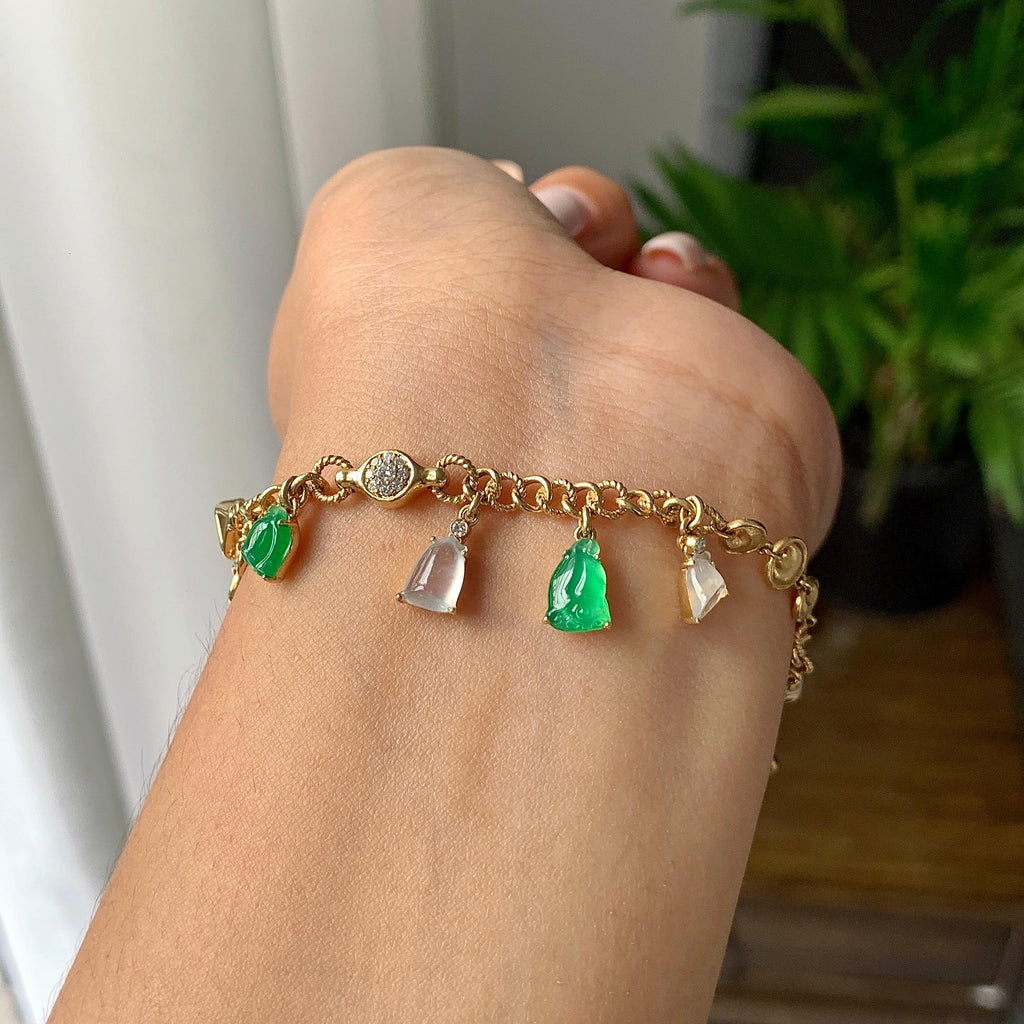 18k金冰种多彩莲蓬手链（yc229234）