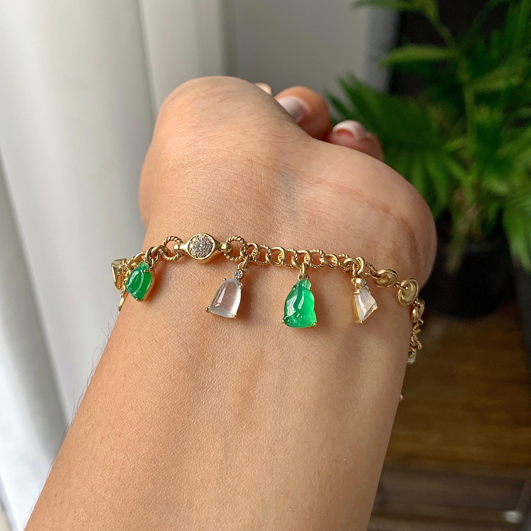 18k金冰种多彩莲蓬手链（yc229234）