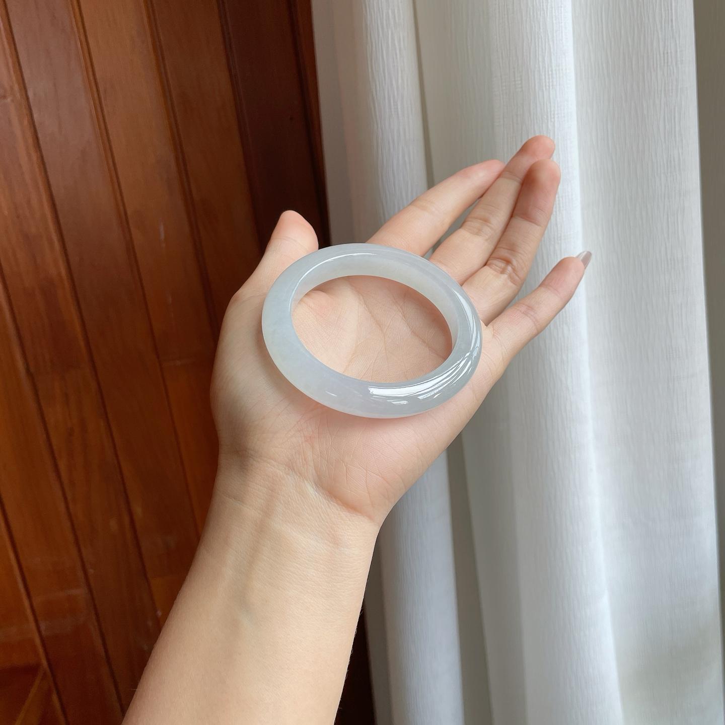 冰种白月光翡翠平安镯（54mm）（yc312901）