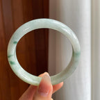 糯冰黄翡飘花翡翠平安镯（61.5mm）（yc333121）