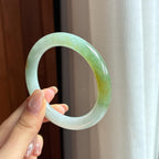 糯冰黄翡翡翠圆条手镯 55圈天然缅甸A货翡翠（yc440666）