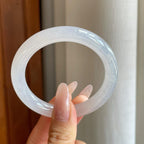 糯冰无色翡翠圆条手镯（52mm）（yc278682）