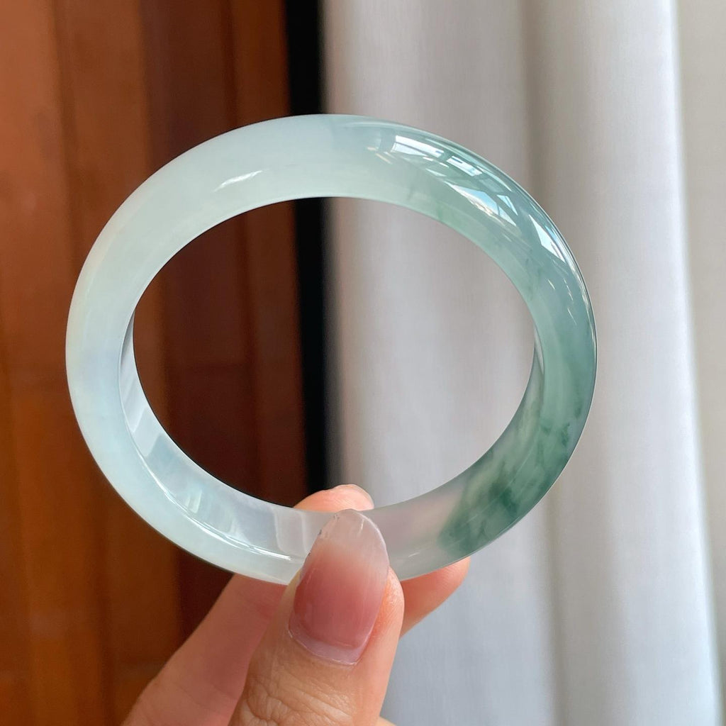 冰种飘花翡翠平安镯（56mm）（yc312874）