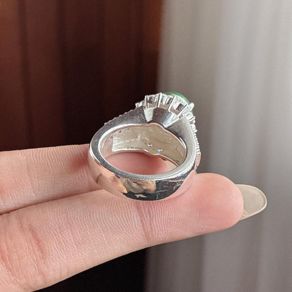 铜托冰种满绿蛋面 天然缅甸Ａ货翡翠（yc497430）