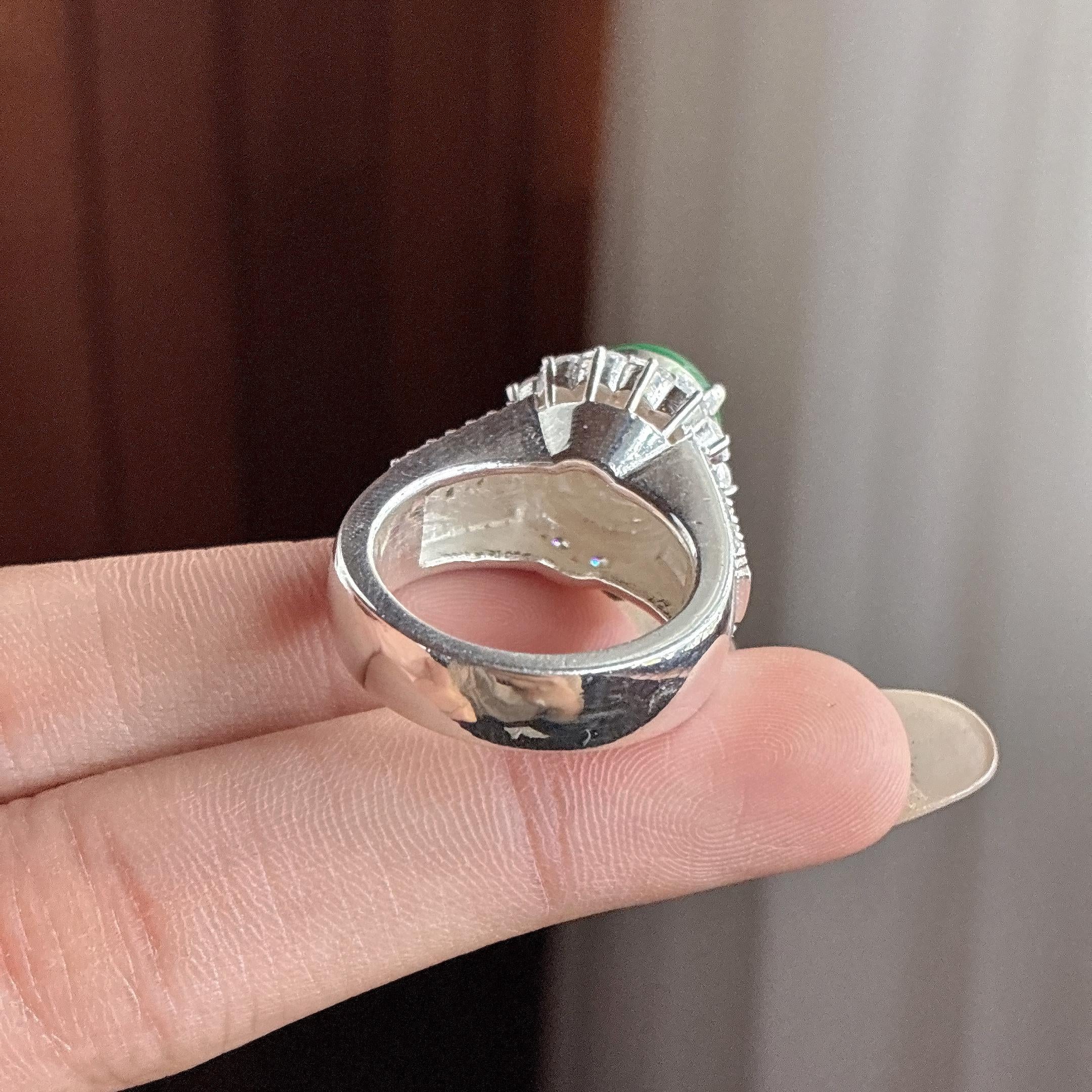 铜托冰种满绿蛋面 天然缅甸Ａ货翡翠（yc497430）